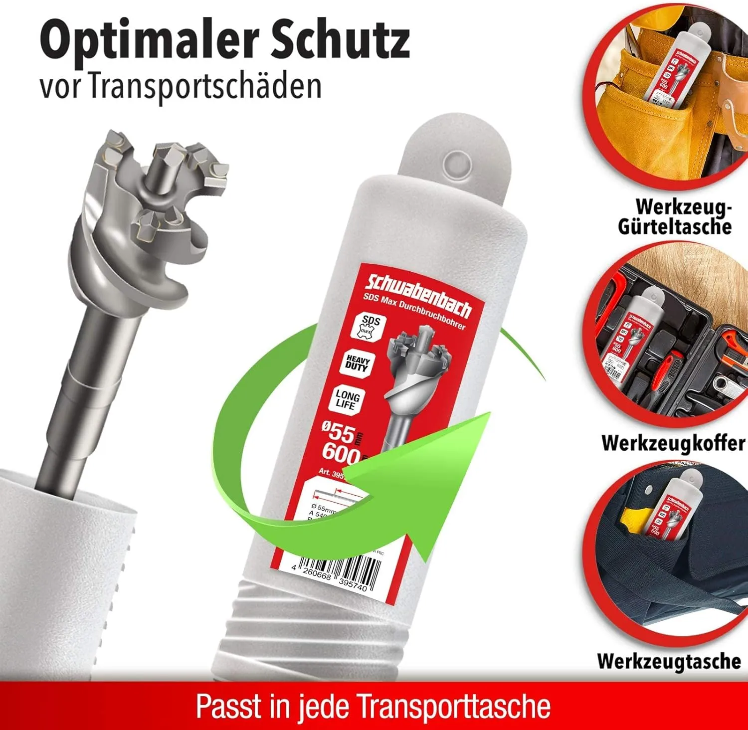 Schwabenbach SDS-Max punta passante 80x600 mm 5 taglienti