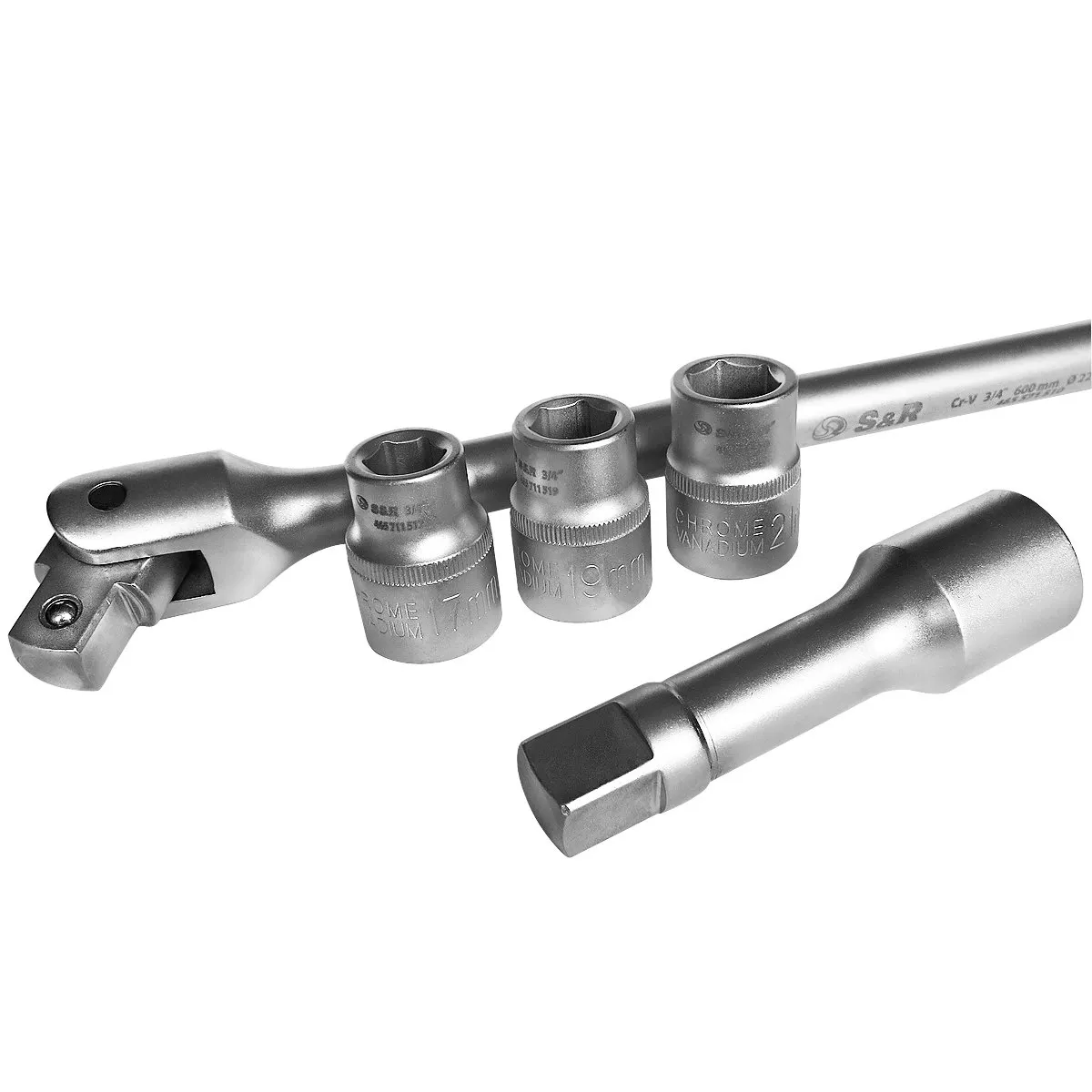 S&R Chiave Bussola 3/4 Snodata 60 cm Set 17-19-21 mm Prolunga