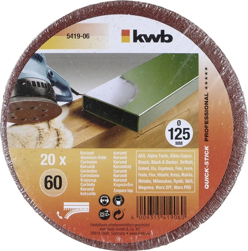 KWB disco abrasivo 125 mm 5419-06 forato velcro metallo