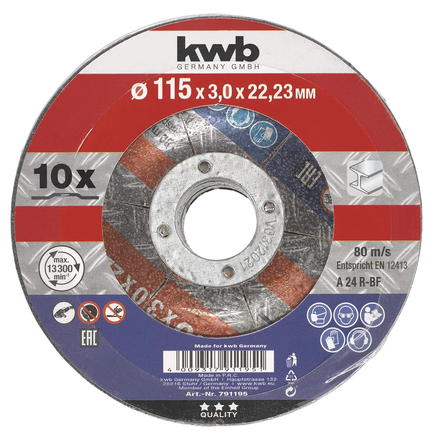 KWB Kraftixx 791195 dischi taglio metallo 115 10pz