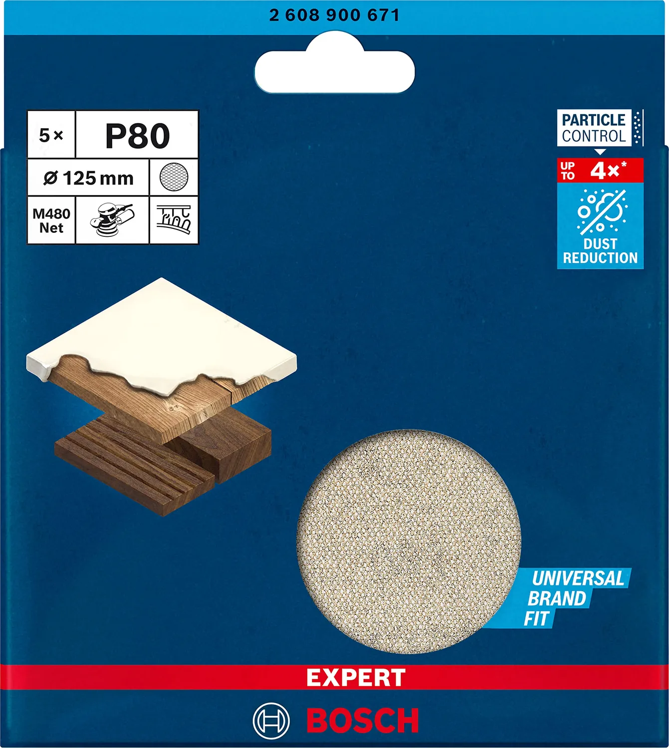 Bosch Expert M480 dischi abrasivi a rete 125 mm grana 80 5 pezzi