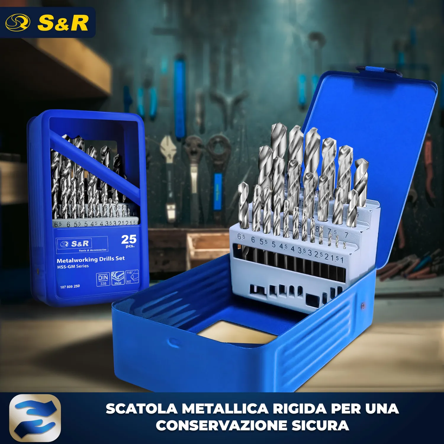 S&R GM punte trapano metallo HSS 25 pezzi 1-13 mm in cassetta