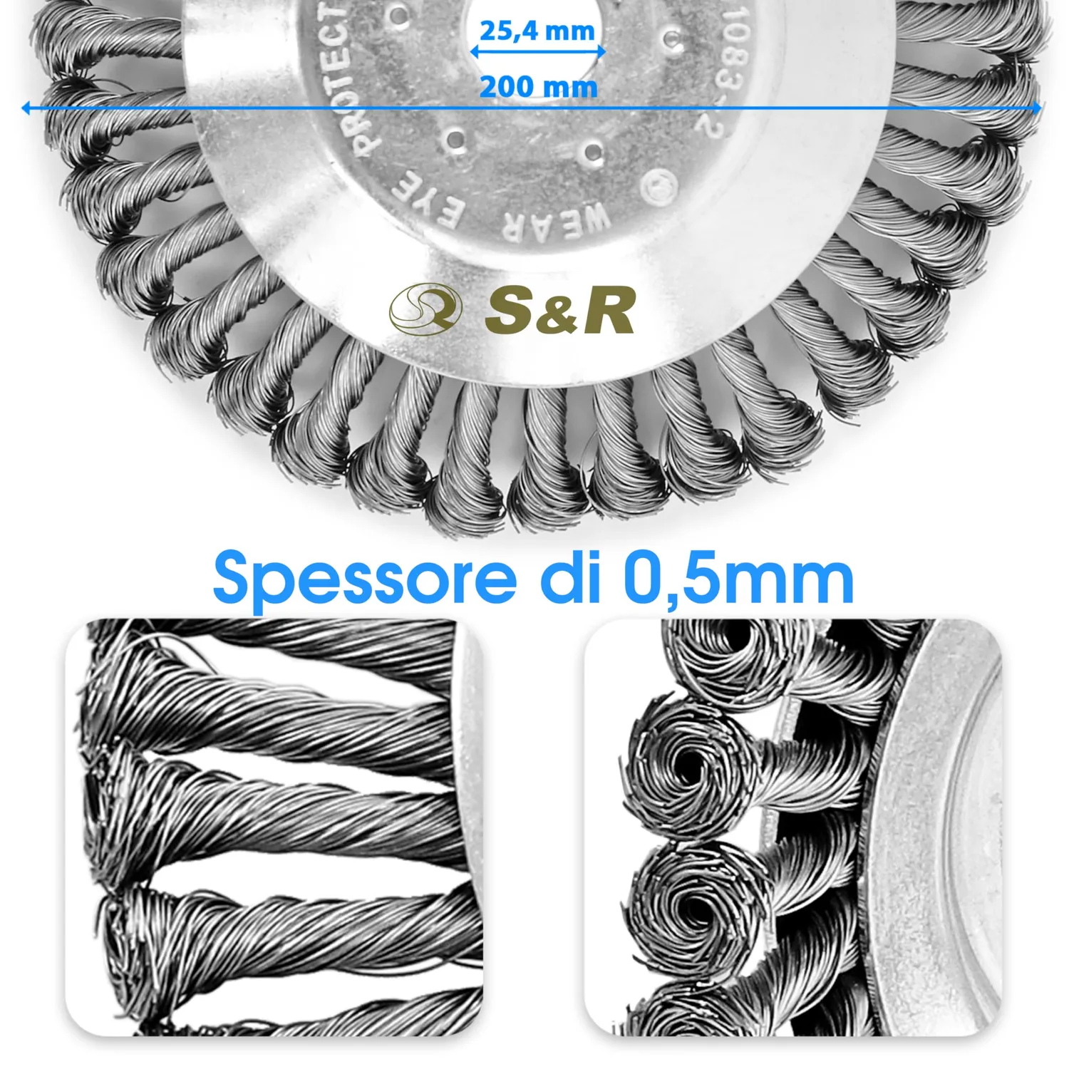 S&R spazzola decespugliatore acciaio 200 mm foro 25,4 mm