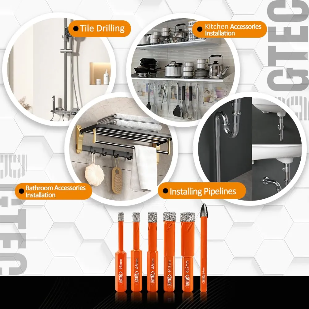 BGTEC S1 set 6 punte diamantate 6 mm a secco