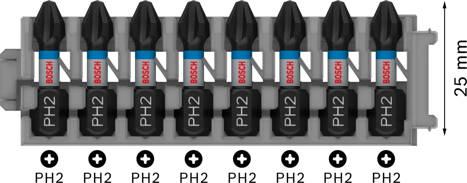 Bosch Pro Bit Phillips Impact 8 Pezzi Avvitamento Pesante