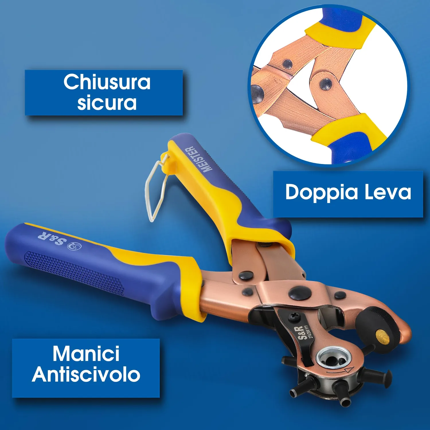 S&R Fustellatrice Cuoio 250 mm 6 Fustelle 2-4,5 mm