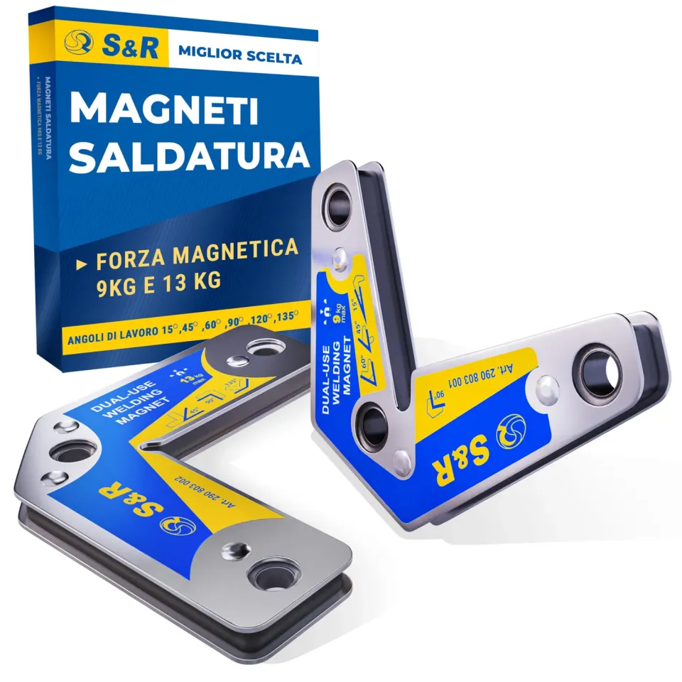 S&R set 2 squadrette magnetiche saldatura 9-13 kg multiangolo