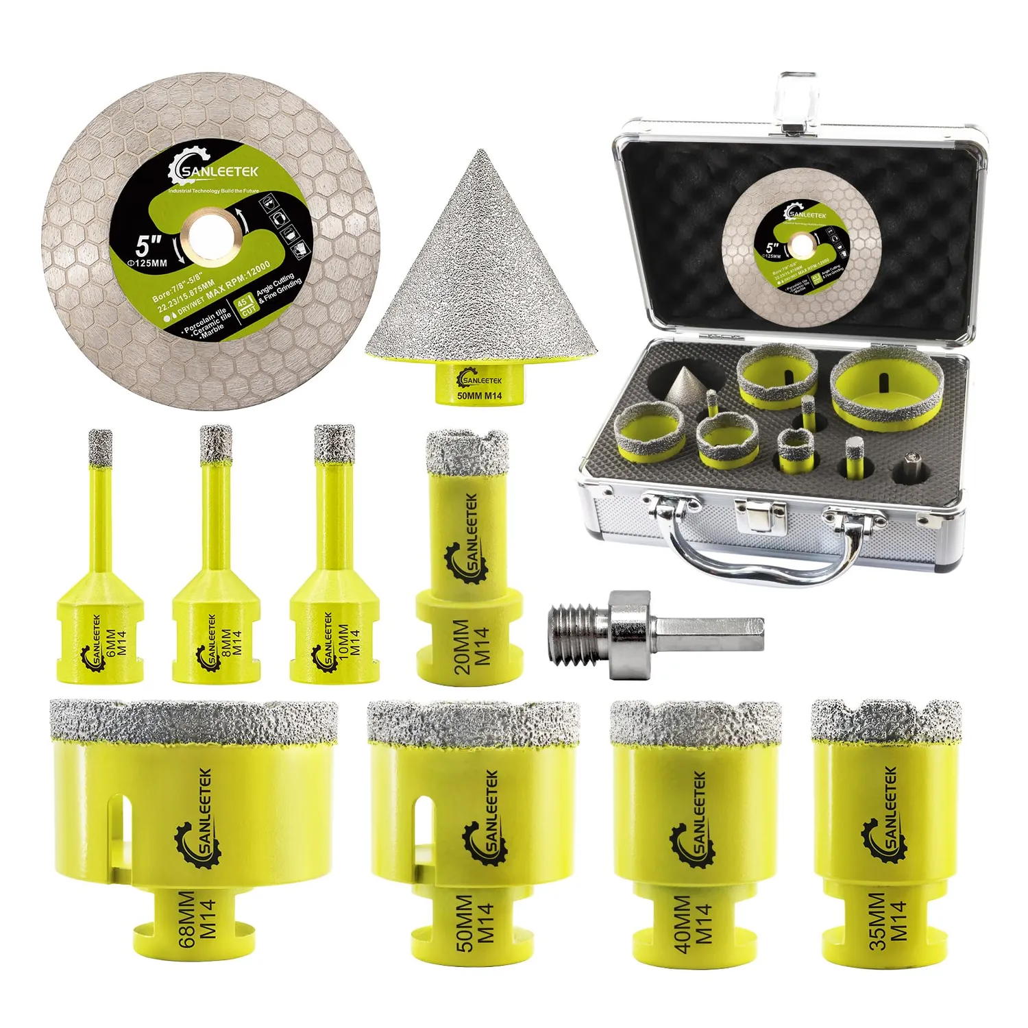 Sanleetek kit punte diamantate 12pz KIT8 per gres 6-110mm