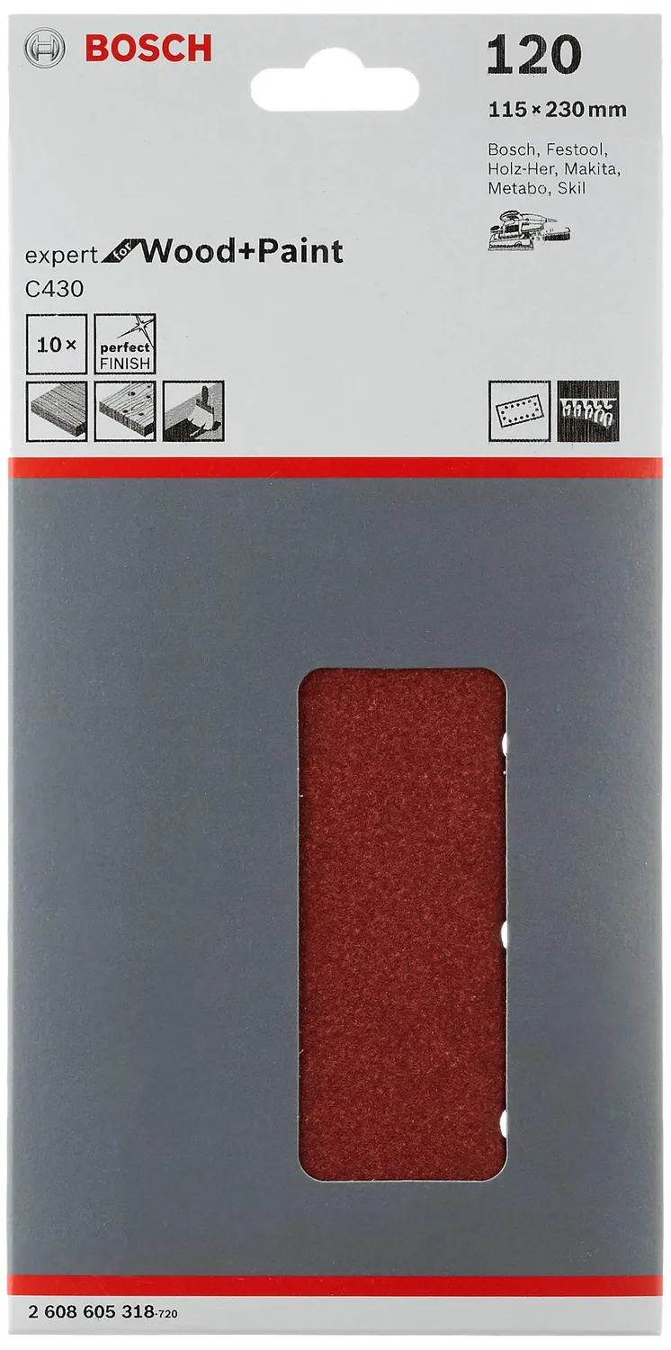 Bosch Expert C430 fogli abrasivi 115x230 mm G80 10 pz