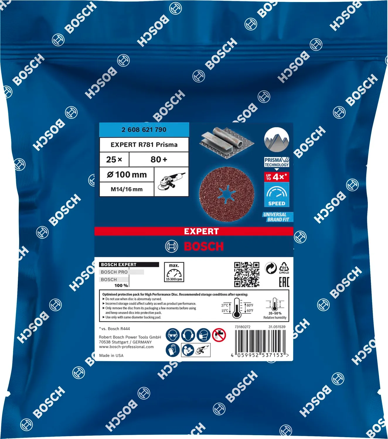 Bosch Expert R781 dischi fibrati 25pz 100 mm grana 80 acciaio
