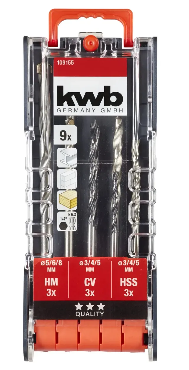 KWB PowerBox set punte 9 pezzi 3-8 mm esagonale