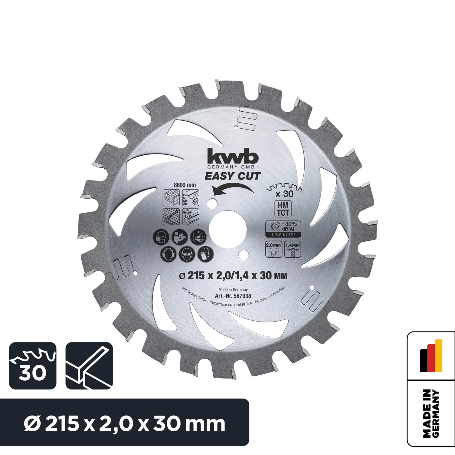 KWB 587938 lama circolare 215x30 Z30 universale Easy Cut