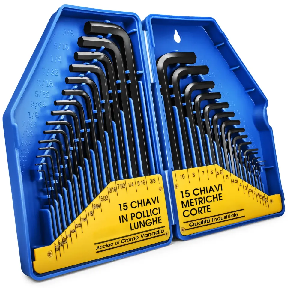 S&R set chiavi a brugola esagonali 30 pz metriche e pollici