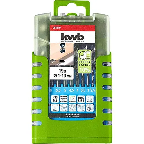 KWB Akku-Top HI-NOX 258819 punte metallo 19 pezzi HSS