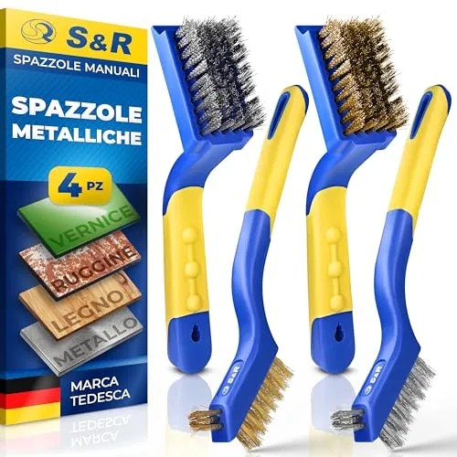 S&R Set 3 Spazzole Metalliche Inox Ottone 290 mm