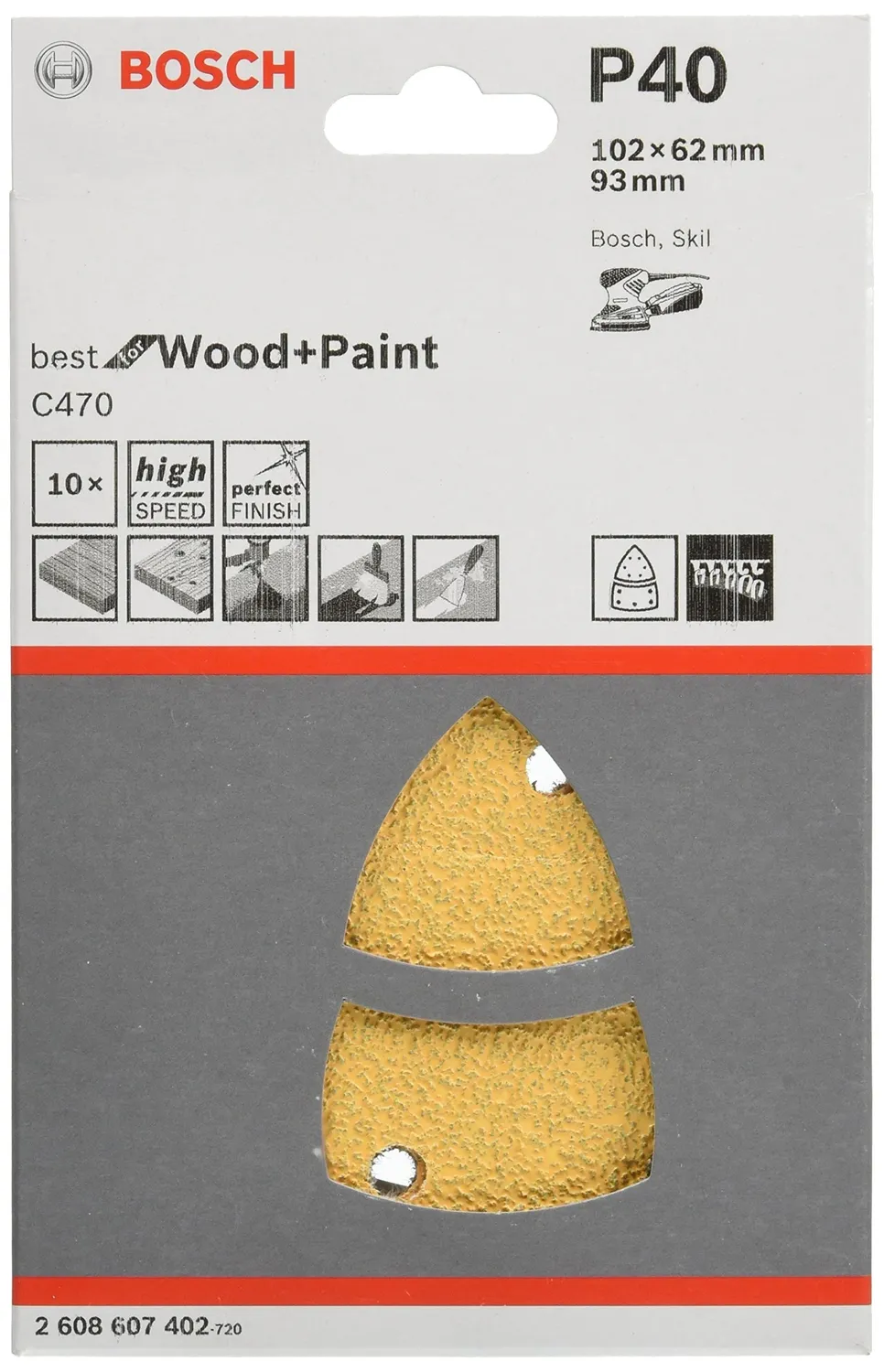 Bosch Expert Wood fogli abrasivi 102x62 P40 10 pz per palmare