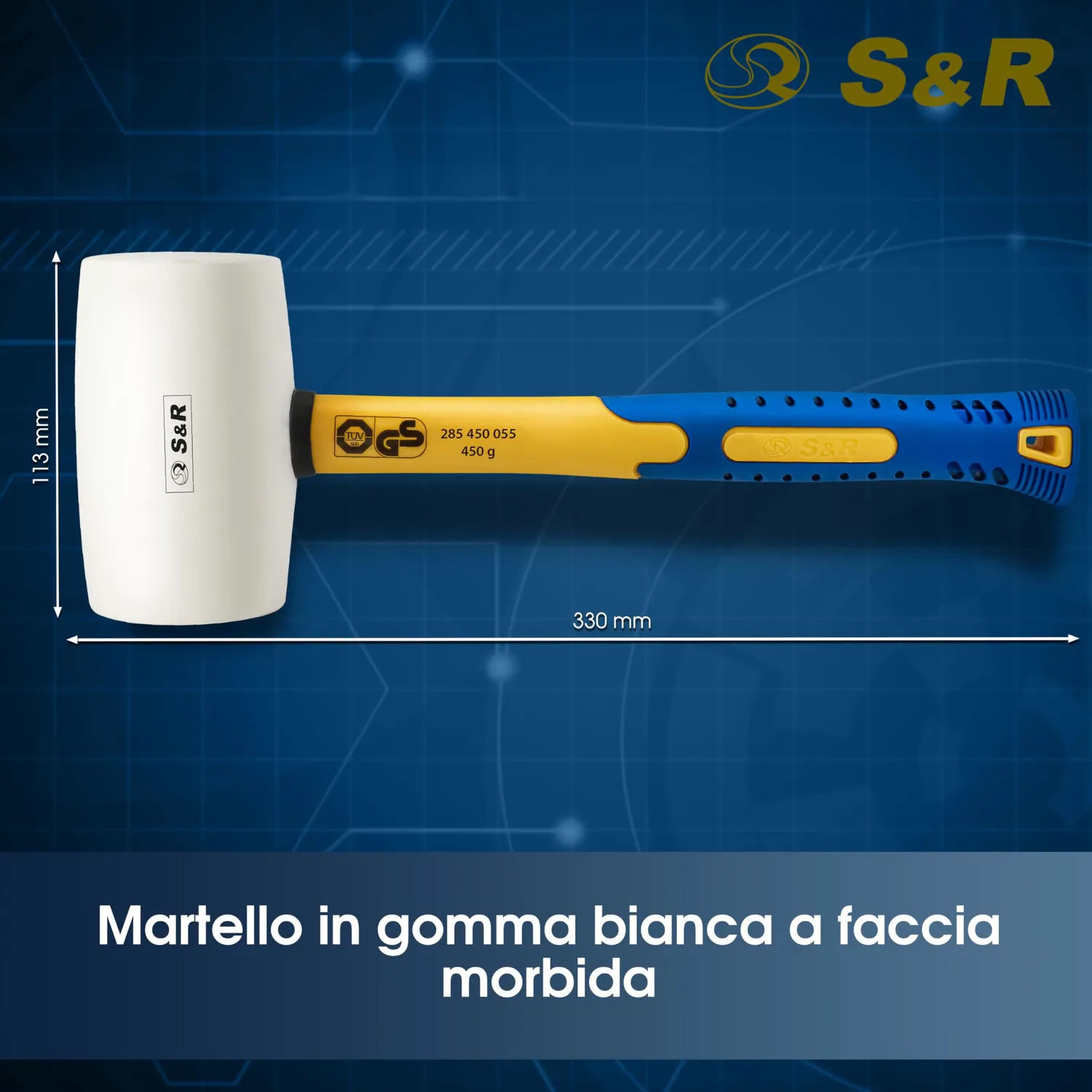 S&R Martello Gomma Bianca 680 gr 65 mm Antimacchia
