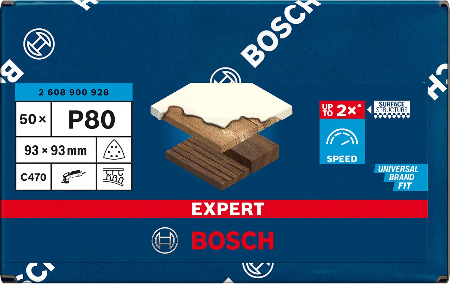 Bosch Expert C470 carta abrasiva delta 93 mm G80 50 pz legno