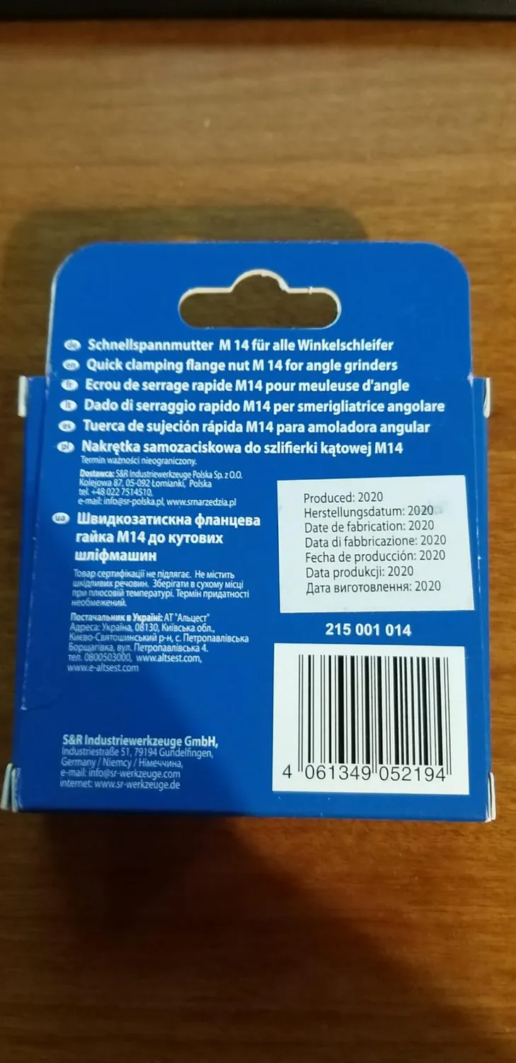 S&R dado flangia serraggio rapido M14 smerigliatrice 46 mm