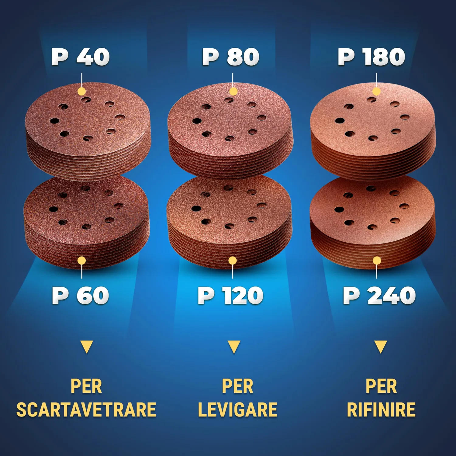 S&R dischi abrasivi 125 mm set 60 pezzi grana 40-240