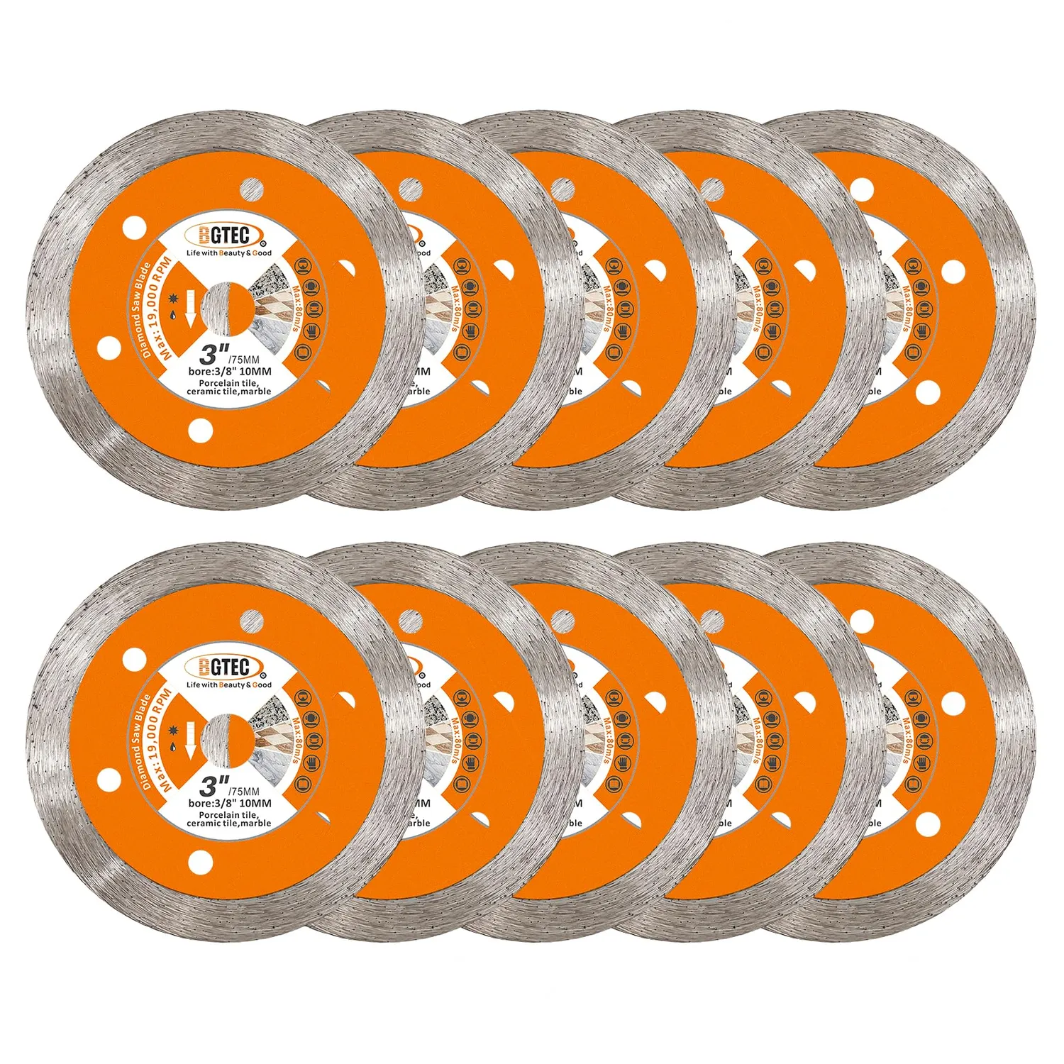 BGTEC Disco Diamantato 75 mm Ceramica 3 Pezzi