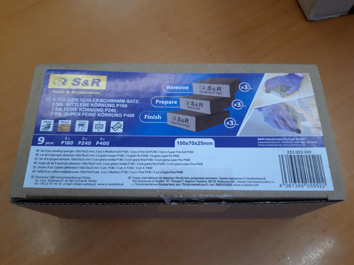 S&R Spugne Abrasive 12 pz Grana 180-800 per Metallo Legno