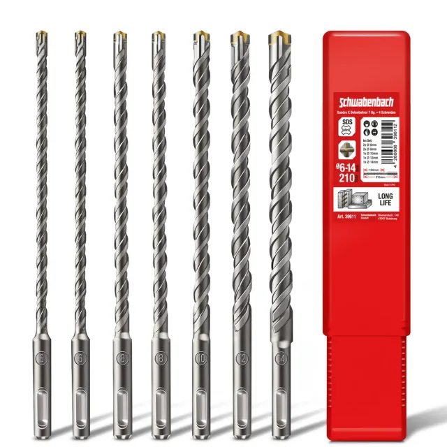 Schwabenbach SDS-Plus 6-14x210 mm set 7 punte muro Pro