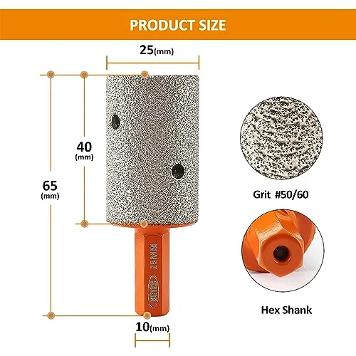 BGTEC fresa dito diamantata 25 mm esagonale gres uso secco