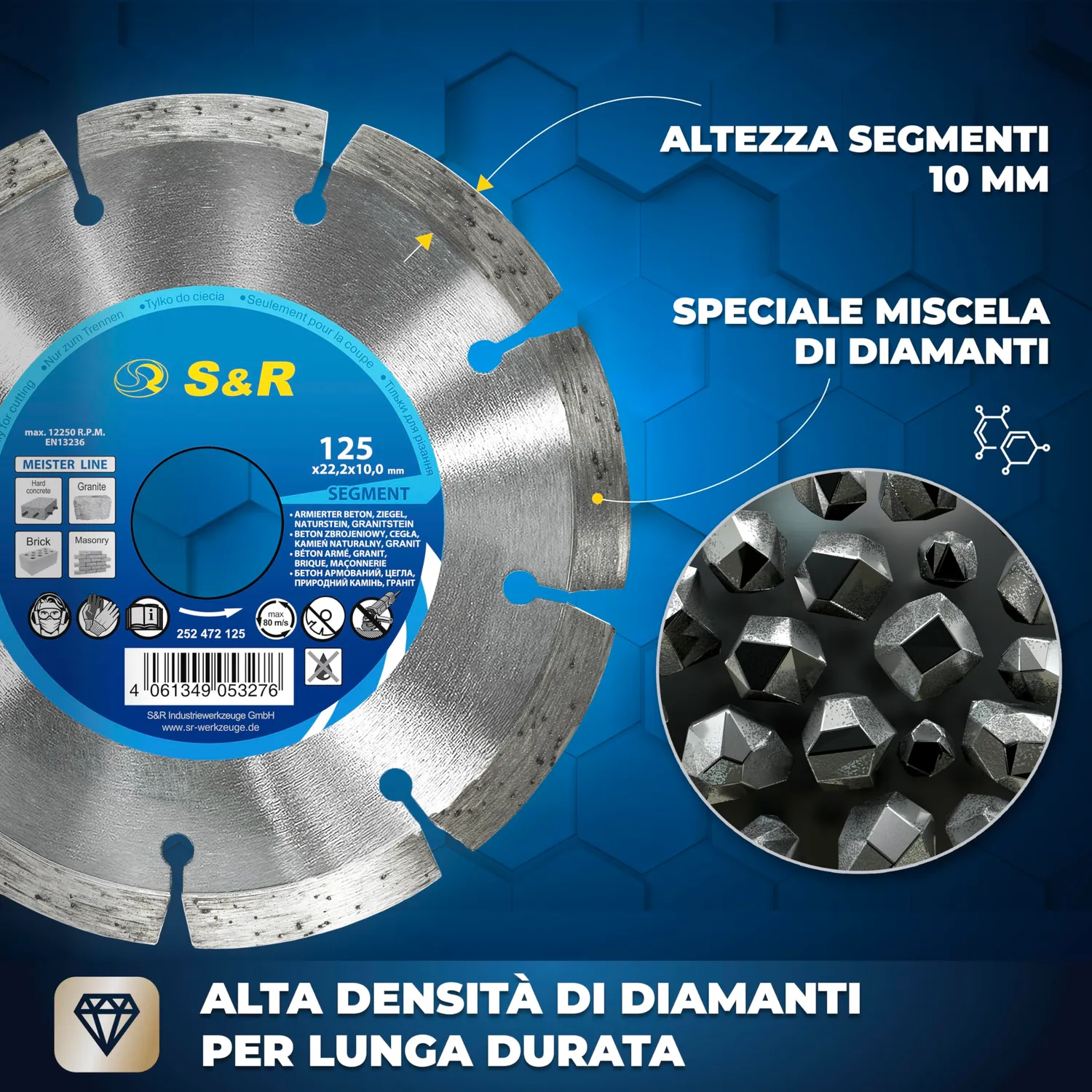 S&R Premium disco diamantato 125 mm per cemento e granito