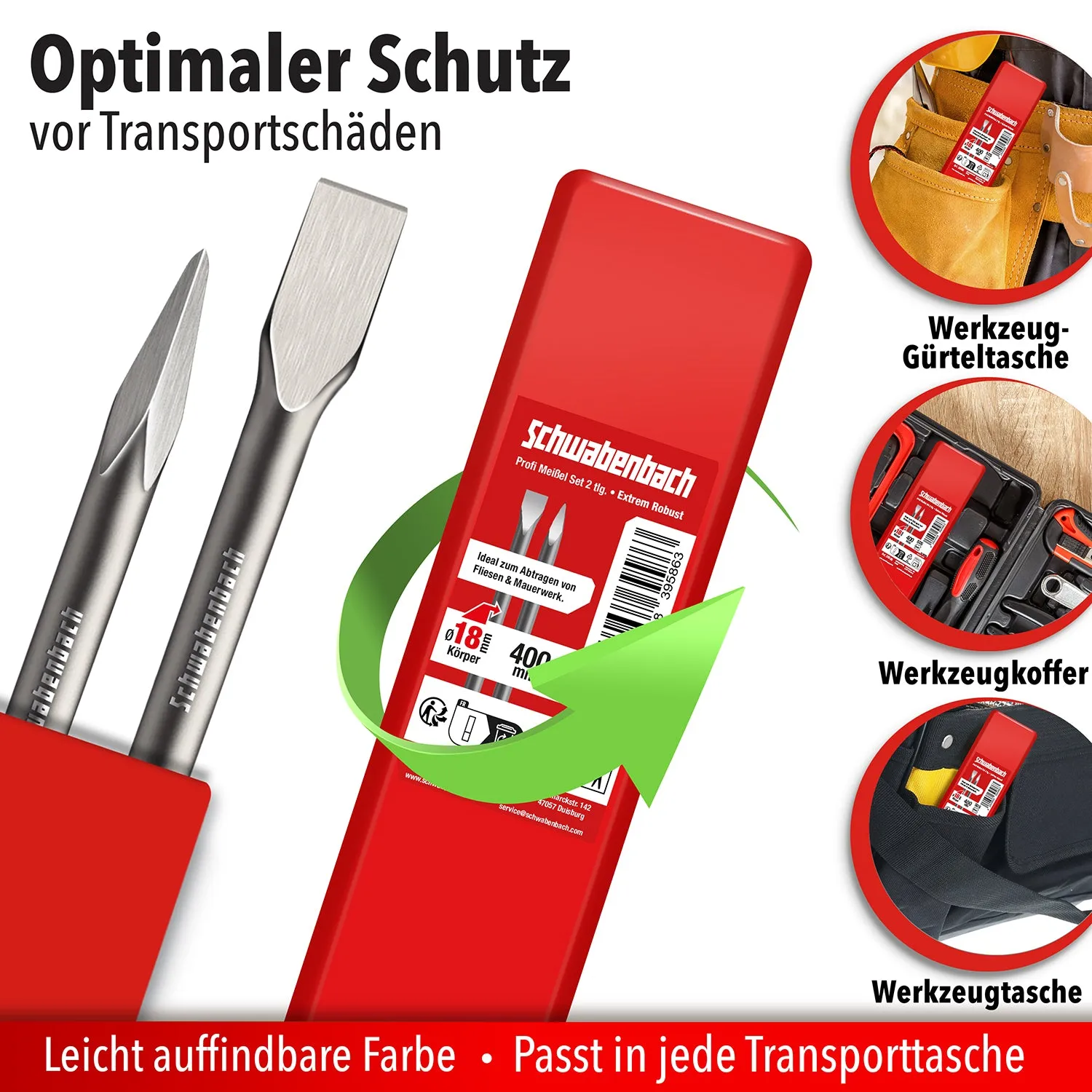 Schwabenbach Scalpelli SDS-Max 400mm 2 Pezzi per Cemento