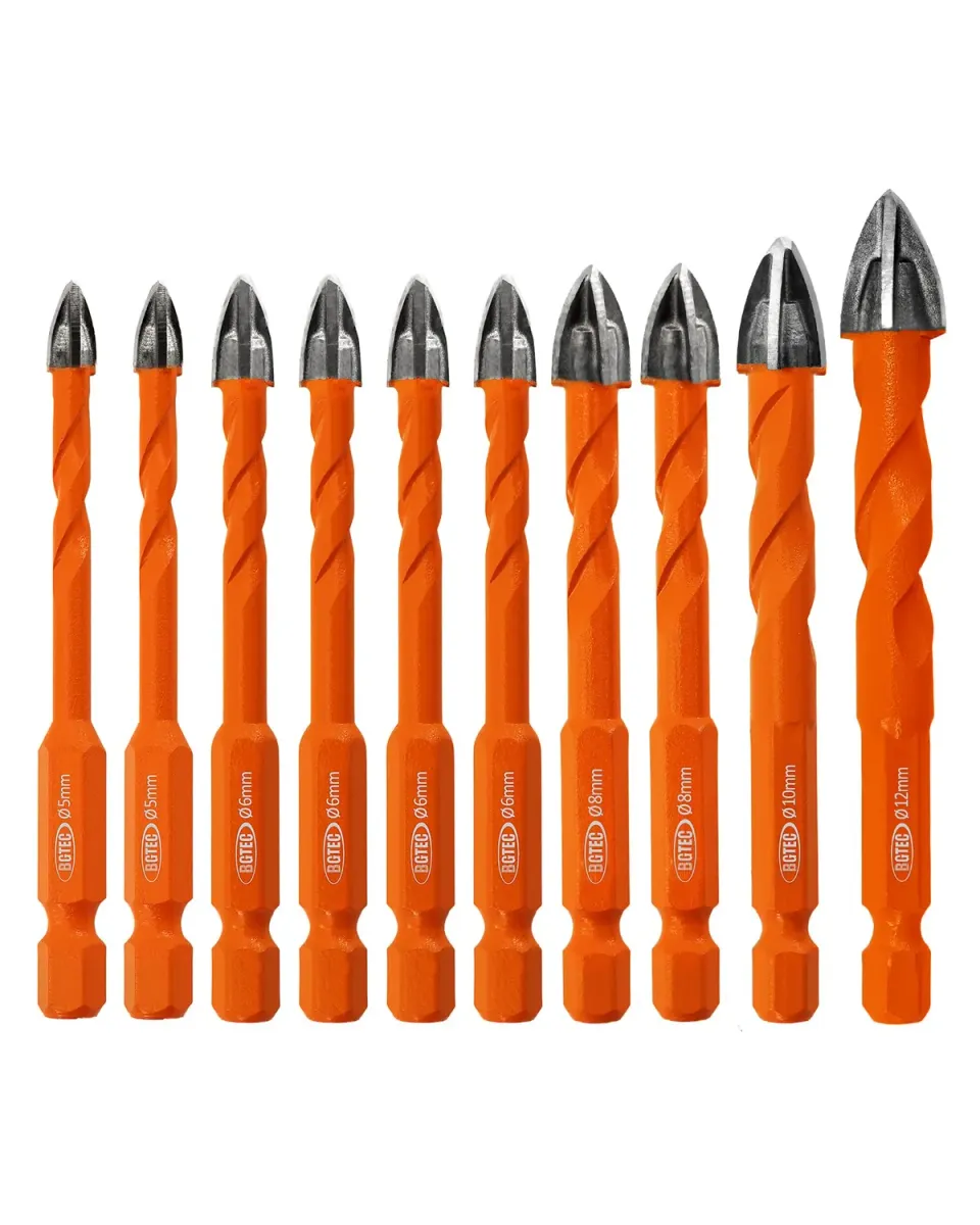 BGTEC set punte trapano 10 pezzi 5-12 mm esagonale