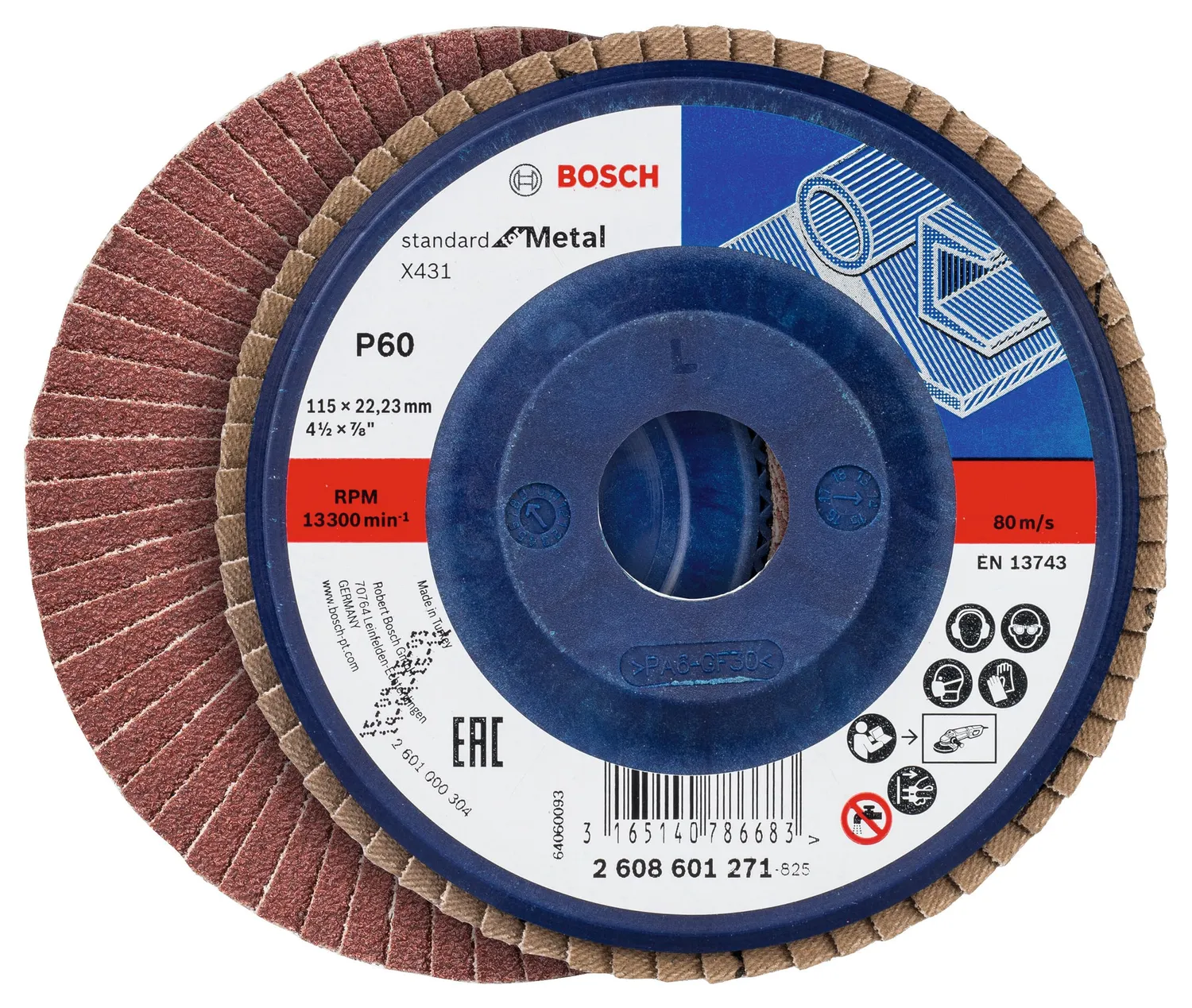 Bosch X431 dischi lamellari 115 mm P40-P80 3 pezzi metallo