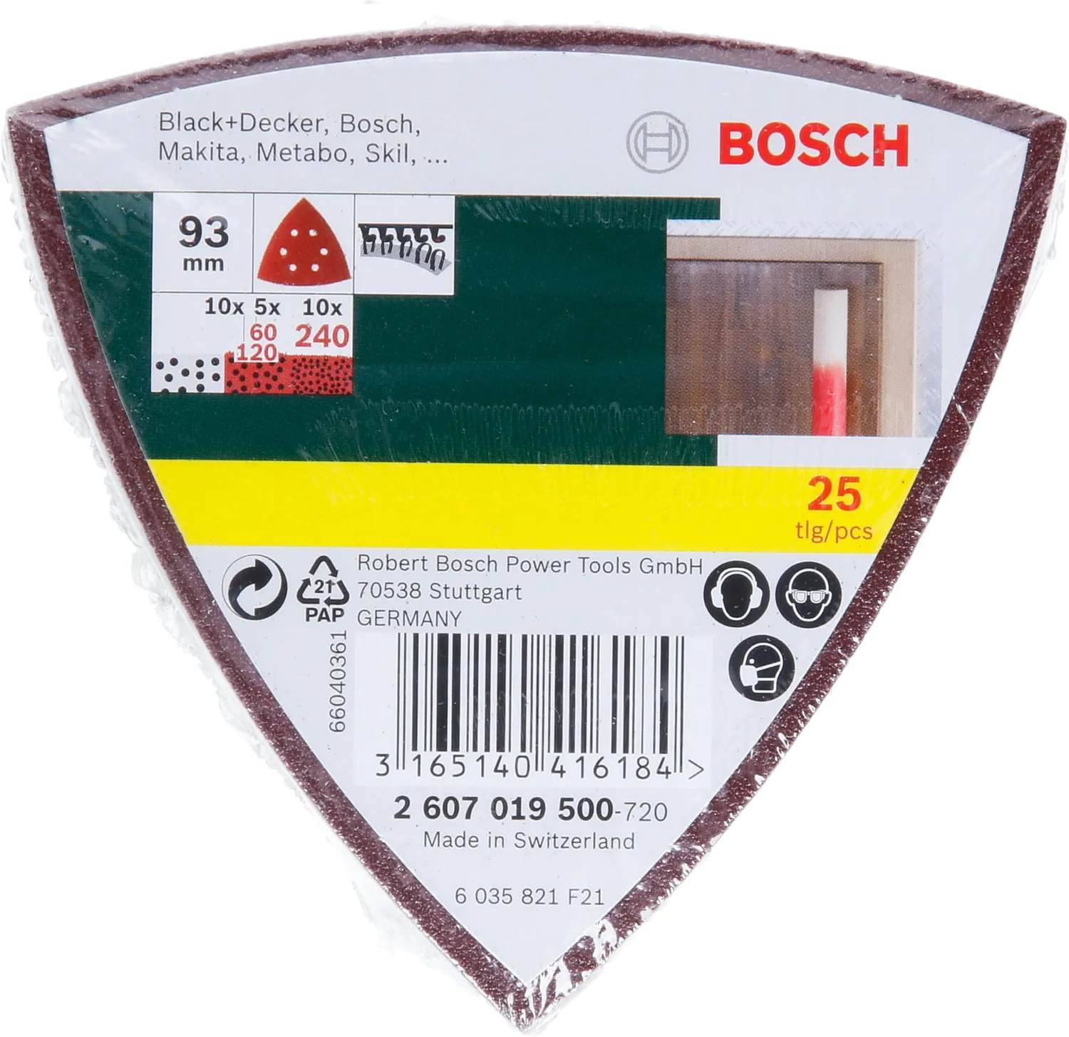 Bosch foglio abrasivo delta 93 mm 25 pz P60/120/240
