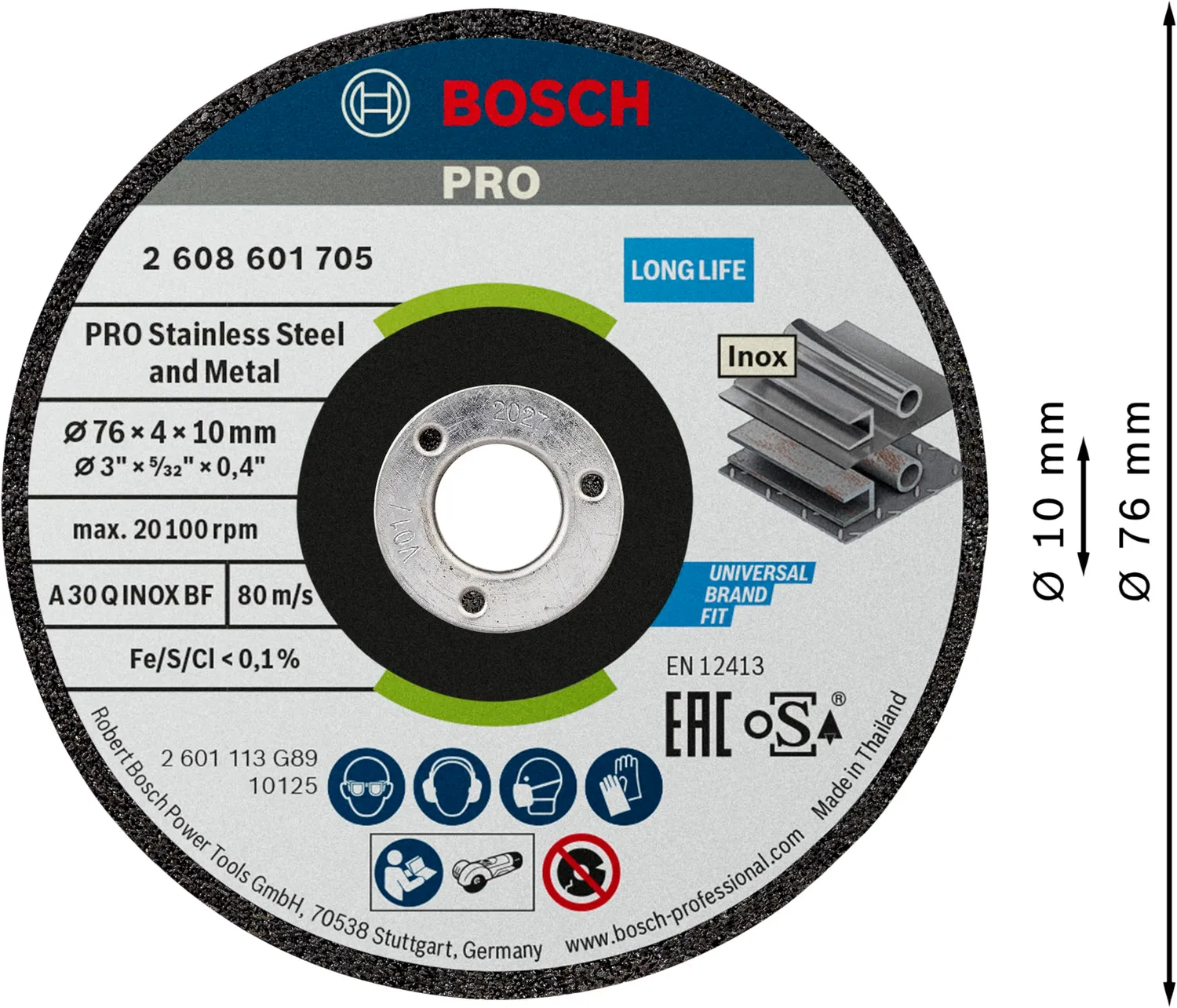 Bosch Expert 76x4x10 mm Mola Sbavo Inox 2 Pezzi