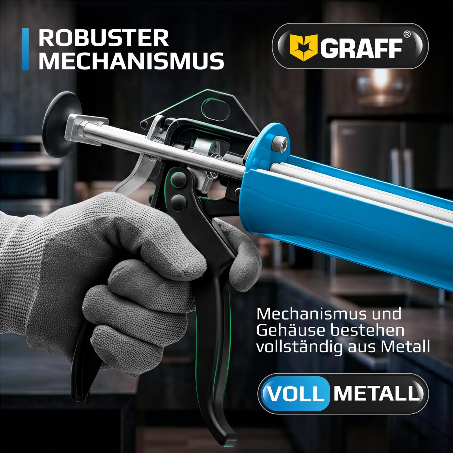 Graff pistola silicone 310 ml metallo tripla spinta