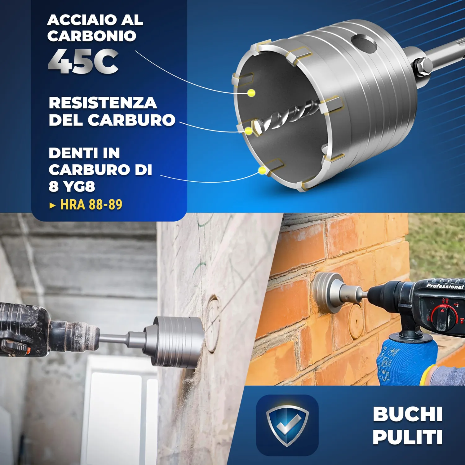 S&R fresa a tazza carotatrice muro 68 mm SDS-Plus grigia