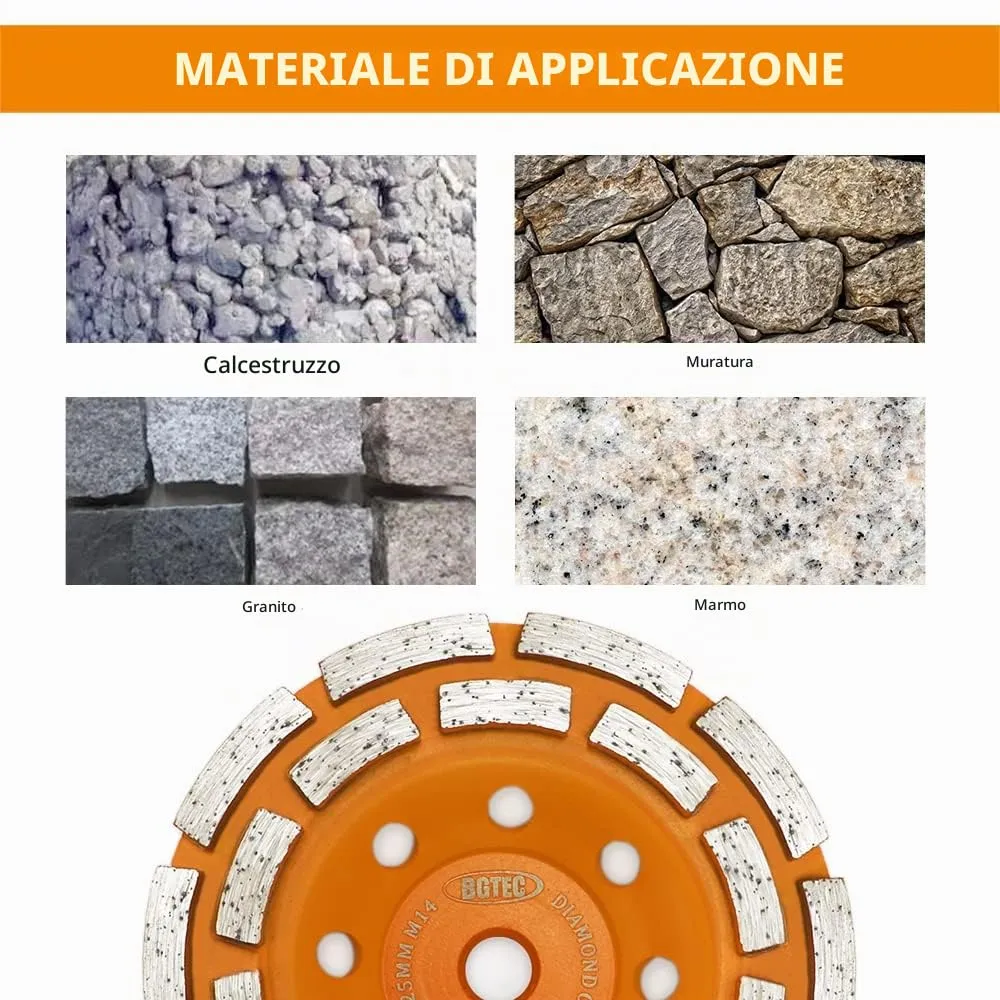 BGTEC mola diamantata a tazza 125 mm M14 per cemento