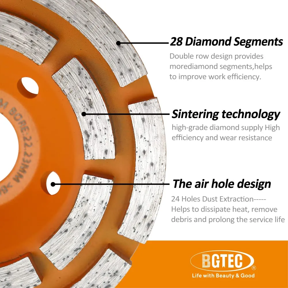 BGTEC mola a tazza diamantata 180 mm doppia fila cemento