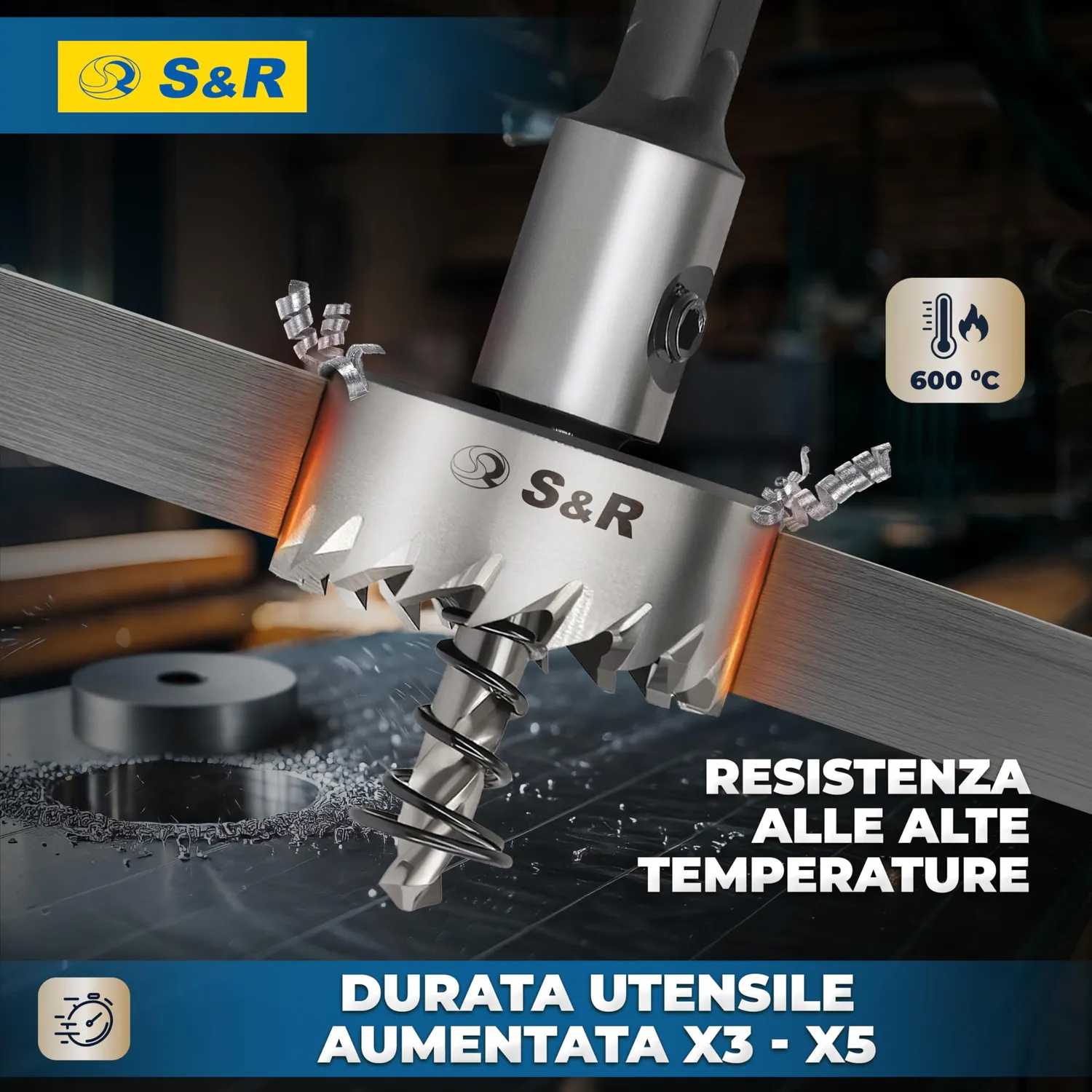 S&R Set 5 Seghe a Tazza HSS 16-30 mm per Metallo