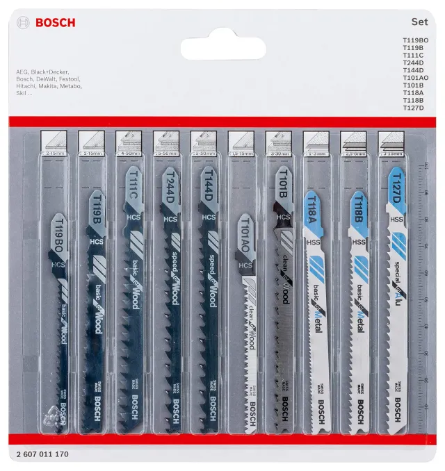 Bosch 2607011170 lame seghetto 10 pezzi per legno e metallo