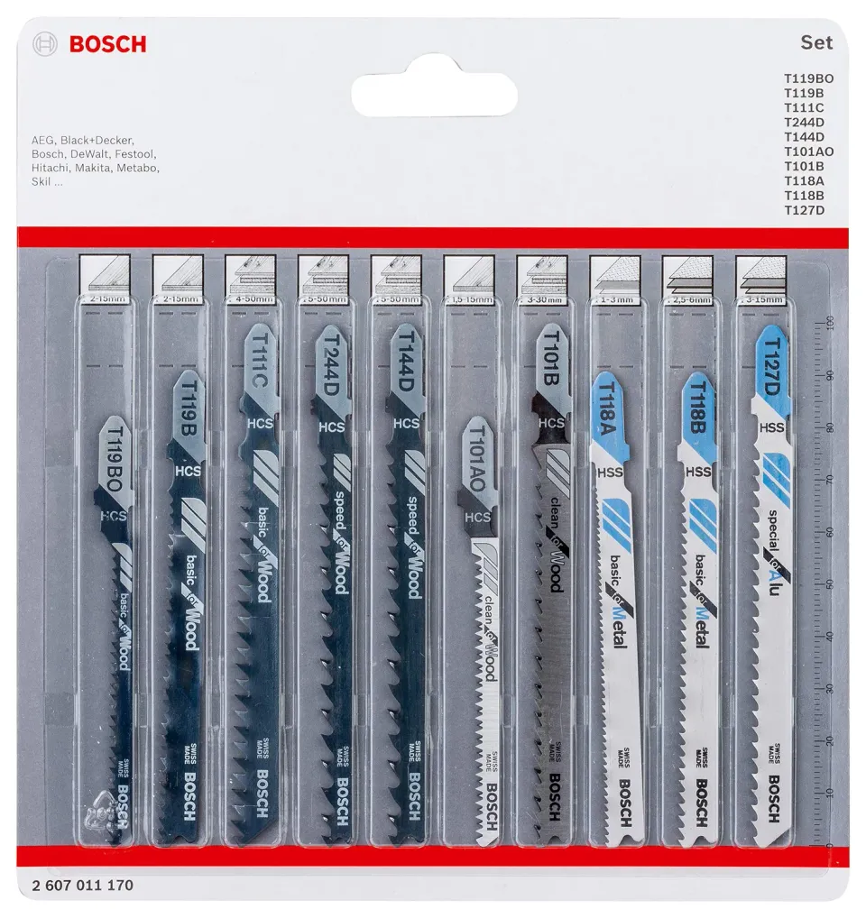 Bosch 2607011170 lame seghetto 10 pezzi per legno e metallo