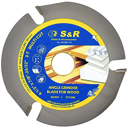 S&R disco legno 115 mm TCT 3 denti per smerigliatrice