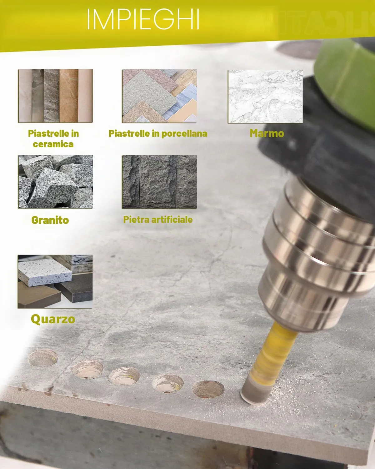 Sanleetek Punte diamantate 6mm trapano 10pz gres marmo uso secco