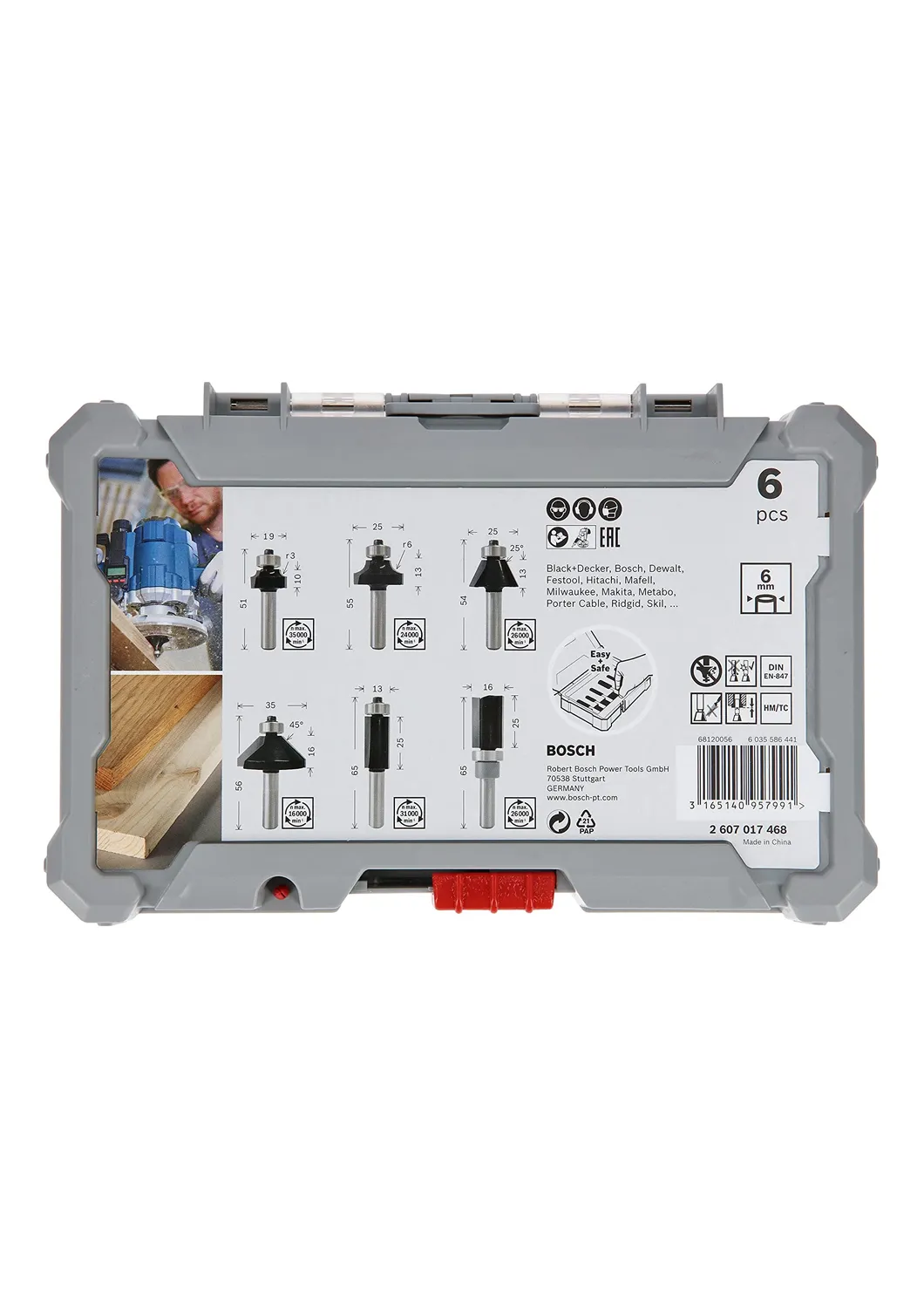 Bosch Expert set frese per legno codolo 6 mm 6 pz