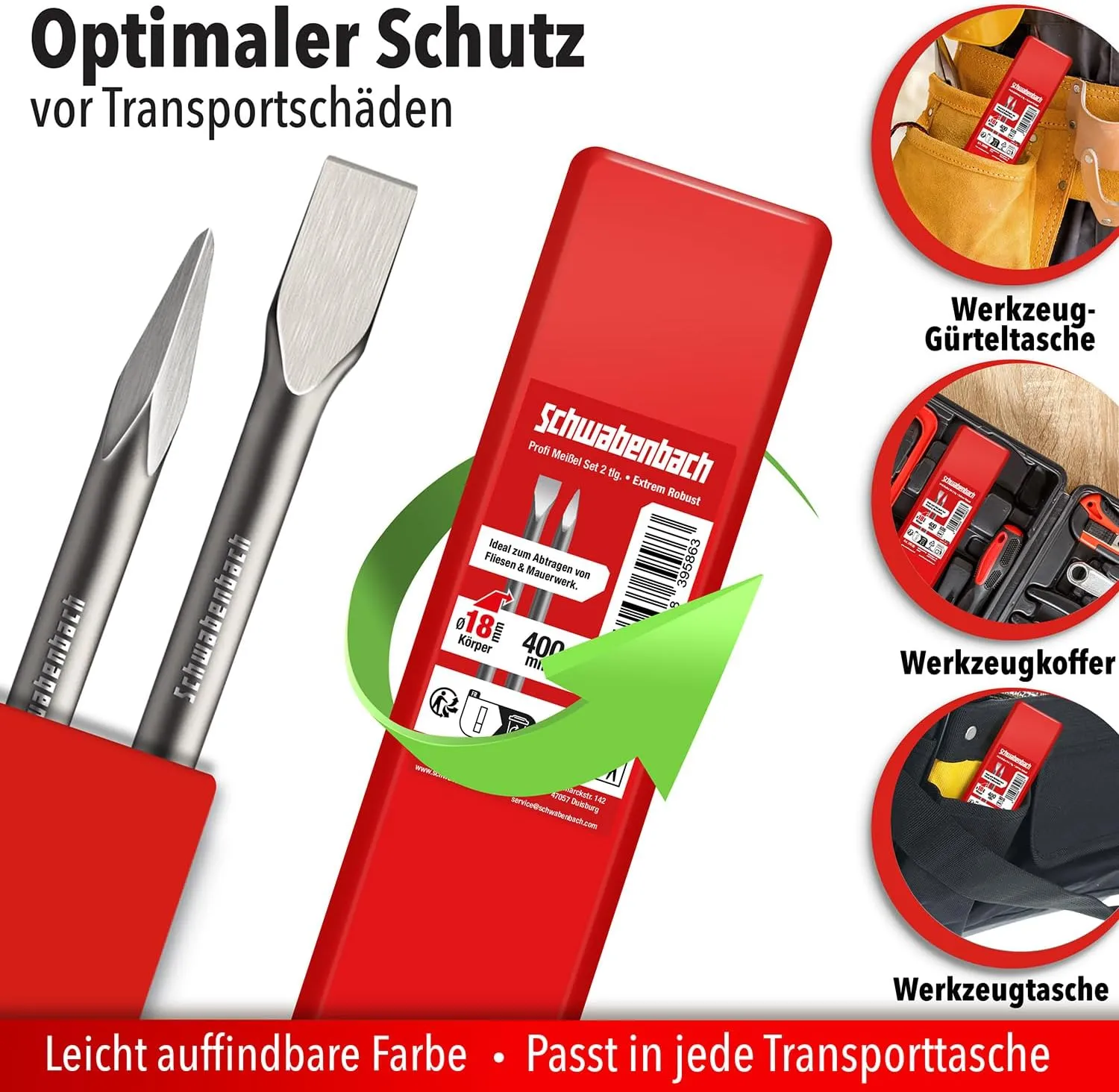 Schwabenbach Scalpello Piastrelle SDS-Max 80x300mm Piegato