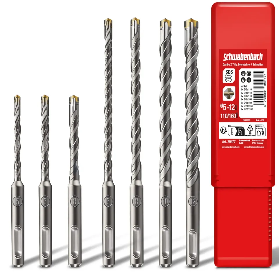 Schwabenbach set punte SDS-Plus 7pz 5-12mm per muro