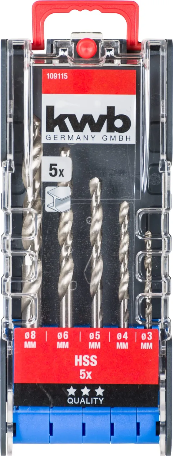 KWB PowerBox set punte HSS metallo 5 pezzi 3-8 mm