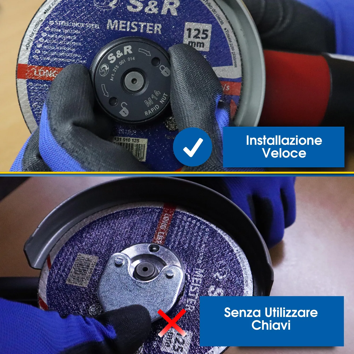 S&R dado flangia serraggio rapido M14 smerigliatrice 46 mm