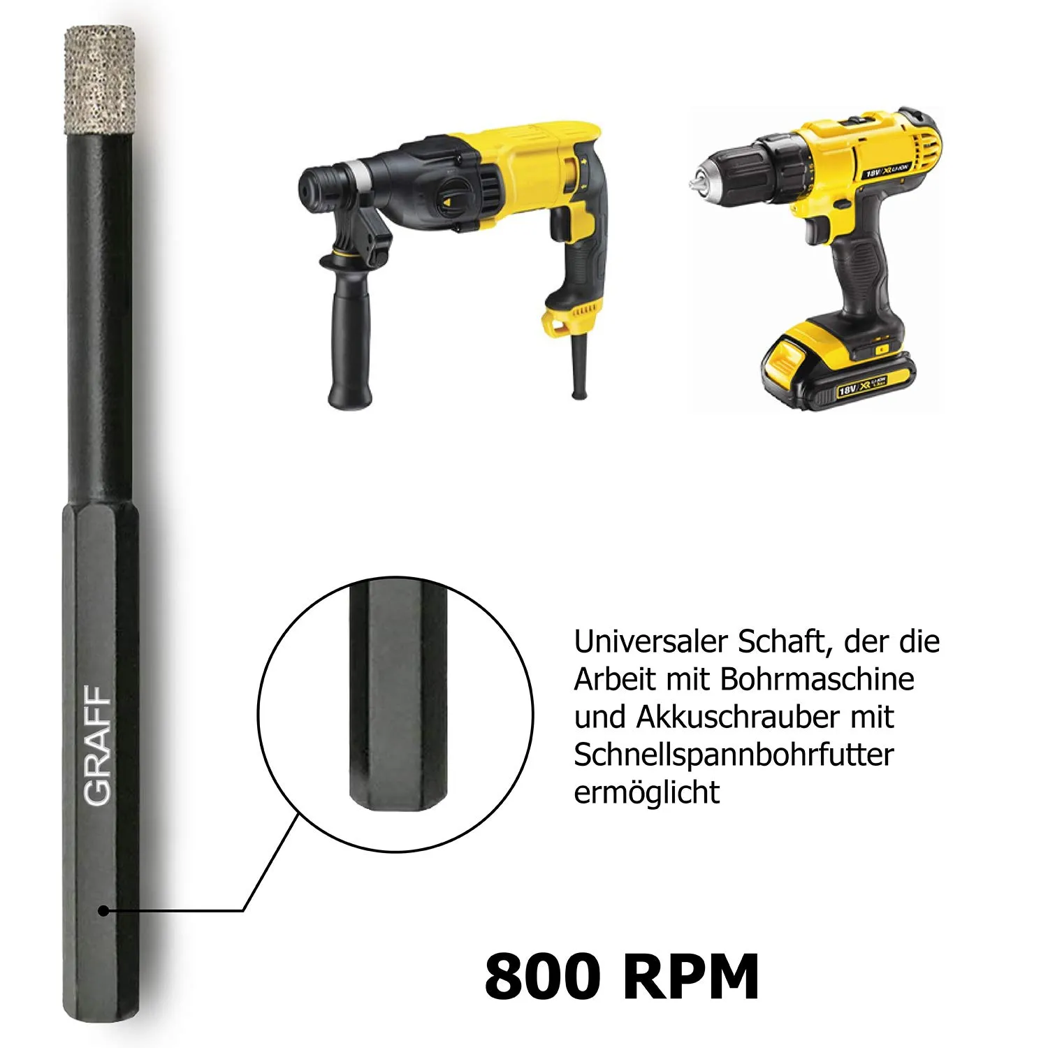 Graff 8 mm punta diamantata gres codolo esagonale uso a secco