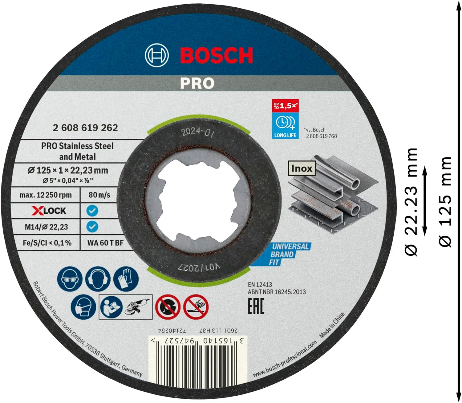 Bosch Expert PRO disco taglio inox 125 mm X-Lock per metallo